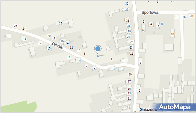 Gniazdów, Zalesie, 6, mapa Gniazdów