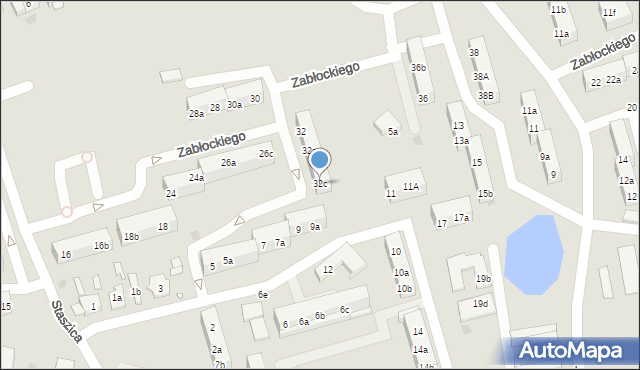 Gniezno, Zabłockiego Mateusza, ks. mjr., 32c, mapa Gniezna