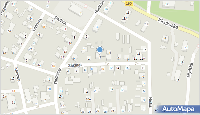 Gniezno, Zakątek, 3, mapa Gniezna