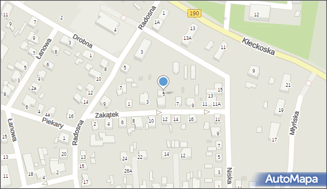 Gniezno, Zakątek, 5, mapa Gniezna