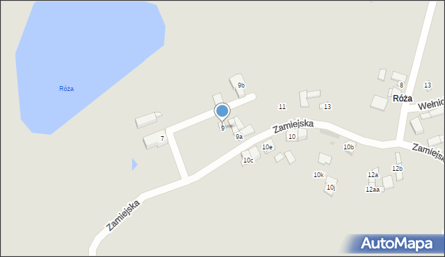 Gniezno, Zamiejska, 9, mapa Gniezna