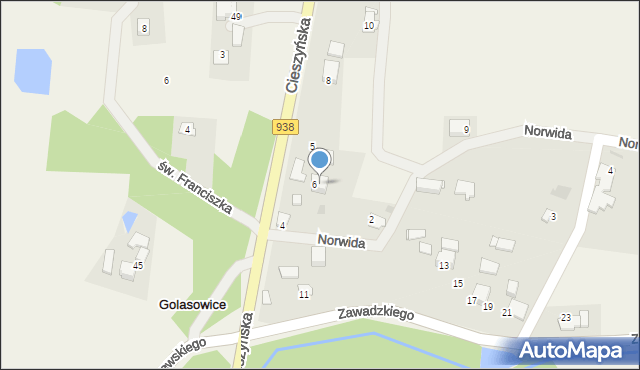 Golasowice, Zawadzkiego, 5A, mapa Golasowice