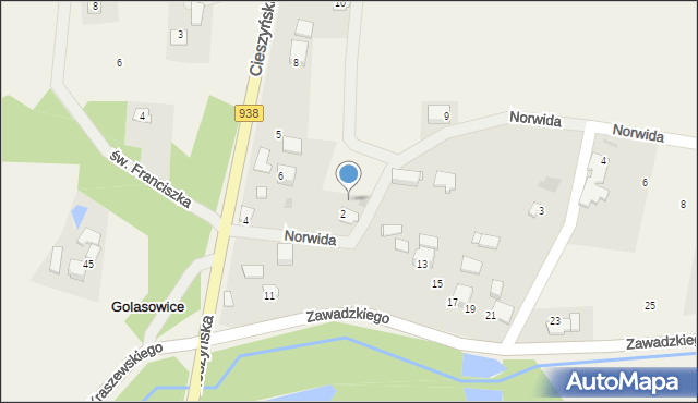 Golasowice, Zawadzkiego, 9, mapa Golasowice