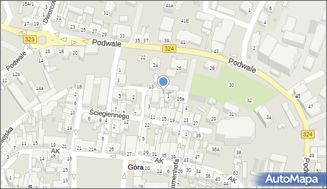 Góra, Zaułek, 1b, mapa Góra