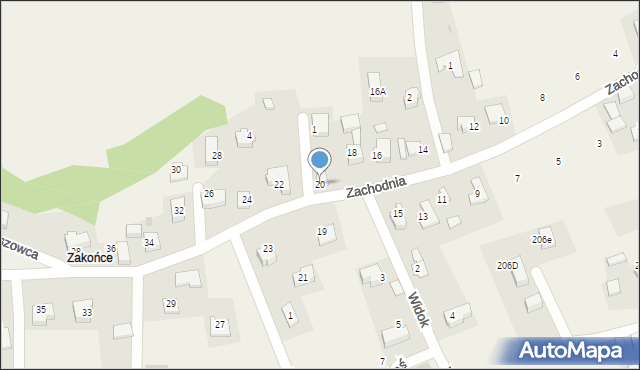 Górna Wieś, Zachodnia, 20, mapa Górna Wieś
