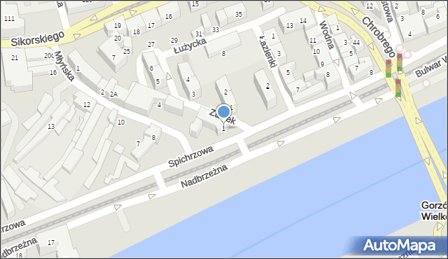 Gorzów Wielkopolski, Zaułek, 1, mapa Gorzów Wielkopolski