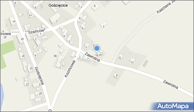Gościęcice, Zawrotna, 5, mapa Gościęcice