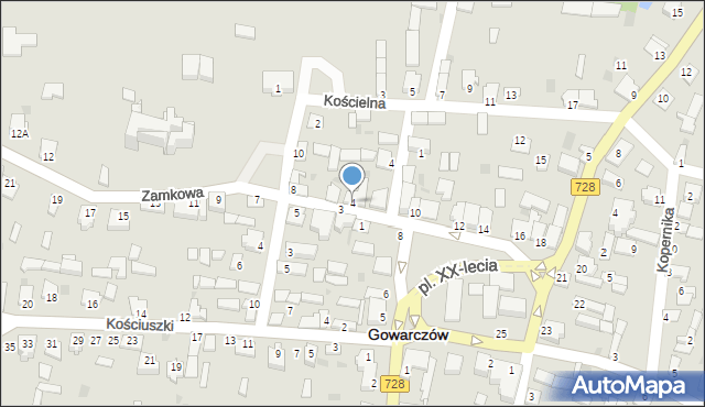 Gowarczów, Zamkowa, 4, mapa Gowarczów