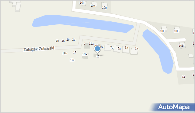 Grabiny-Zameczek, Zakątek Żuławski, 15, mapa Grabiny-Zameczek