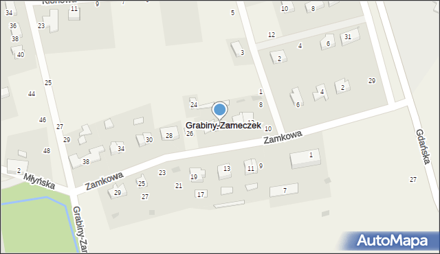 Grabiny-Zameczek, Zamkowa, 18, mapa Grabiny-Zameczek