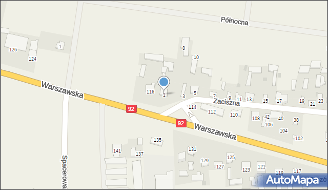 Gręzów, Zaciszna, 1, mapa Gręzów