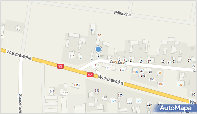 Gręzów, Zaciszna, 5, mapa Gręzów