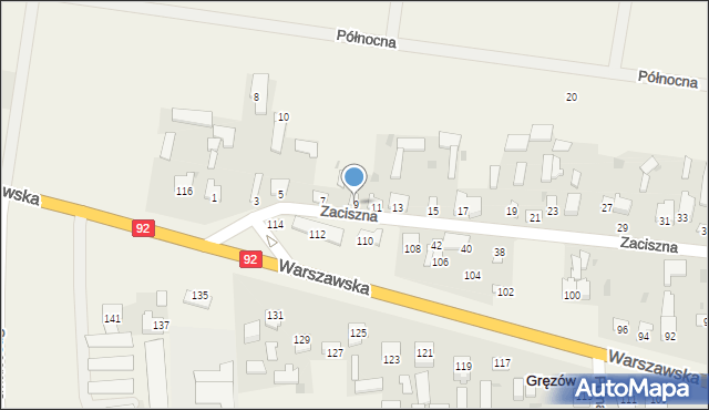 Gręzów, Zaciszna, 9, mapa Gręzów