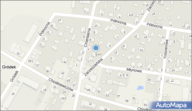 Gródek, Zarzeczańska, 3, mapa Gródek