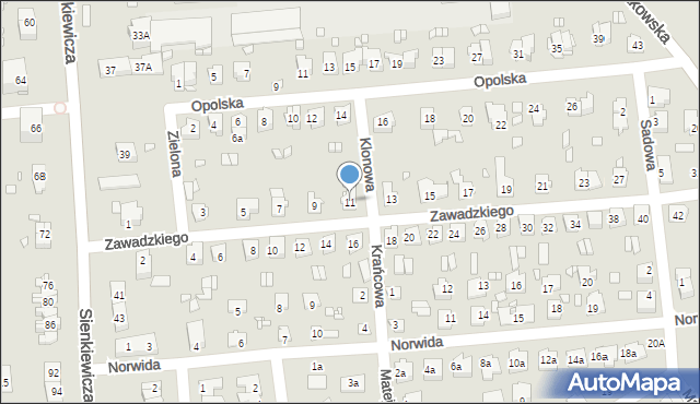 Grodków, Zawadzkiego-Zośki Tadeusza, 11, mapa Grodków