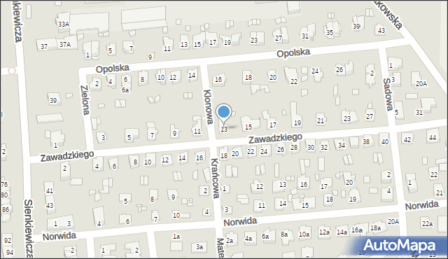 Grodków, Zawadzkiego-Zośki Tadeusza, 13, mapa Grodków