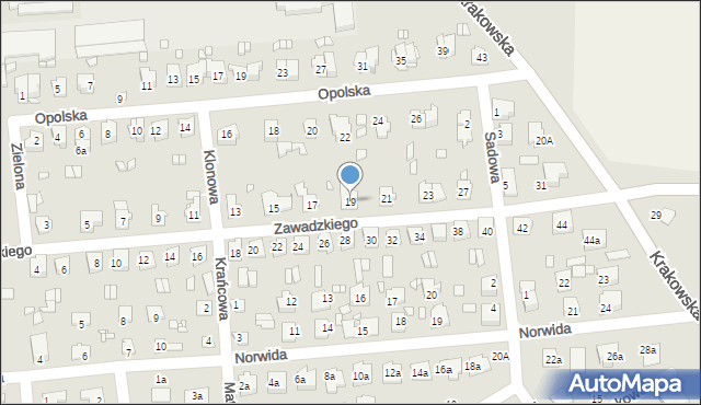 Grodków, Zawadzkiego-Zośki Tadeusza, 19, mapa Grodków