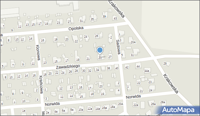 Grodków, Zawadzkiego-Zośki Tadeusza, 23, mapa Grodków