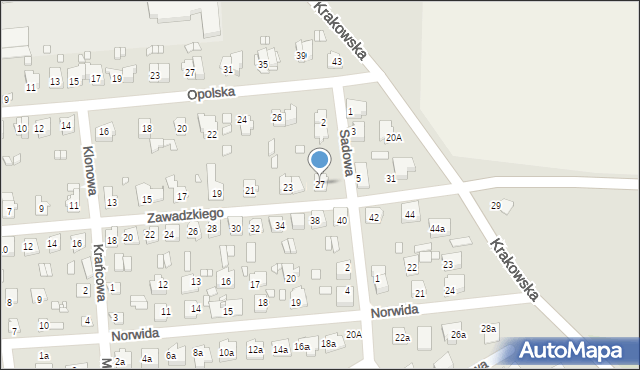 Grodków, Zawadzkiego-Zośki Tadeusza, 27, mapa Grodków