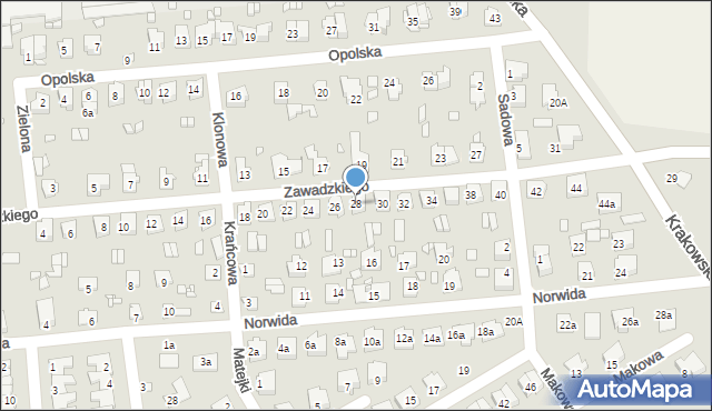 Grodków, Zawadzkiego-Zośki Tadeusza, 28, mapa Grodków