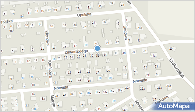 Grodków, Zawadzkiego-Zośki Tadeusza, 32, mapa Grodków