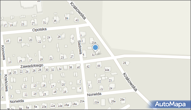 Grodków, Zawadzkiego-Zośki Tadeusza, 33, mapa Grodków