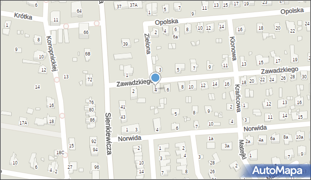 Grodków, Zawadzkiego-Zośki Tadeusza, 4, mapa Grodków