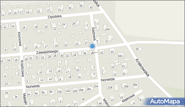 Grodków, Zawadzkiego-Zośki Tadeusza, 40, mapa Grodków