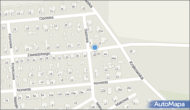 Grodków, Zawadzkiego-Zośki Tadeusza, 42, mapa Grodków