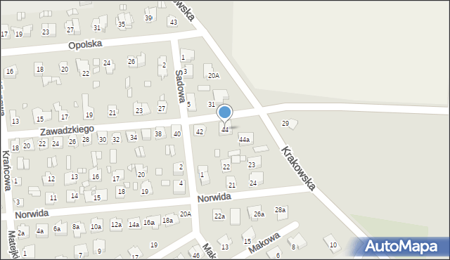 Grodków, Zawadzkiego-Zośki Tadeusza, 44, mapa Grodków