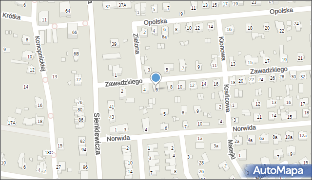 Grodków, Zawadzkiego-Zośki Tadeusza, 6, mapa Grodków