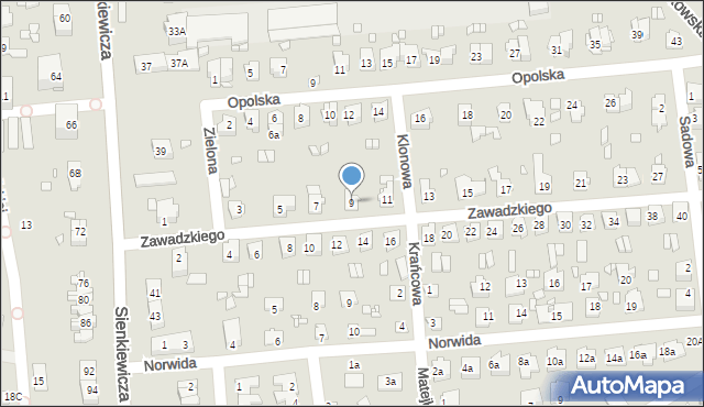Grodków, Zawadzkiego-Zośki Tadeusza, 9, mapa Grodków