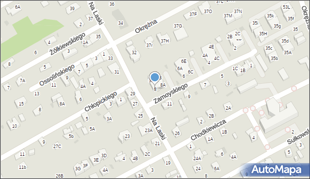 Grodzisk Mazowiecki, Zamoyskiego Jana, hetm., 8, mapa Grodzisk Mazowiecki