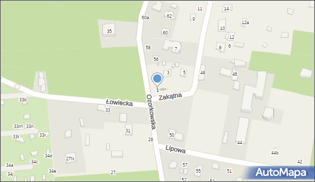 Grotniki, Zakątna, 1, mapa Grotniki