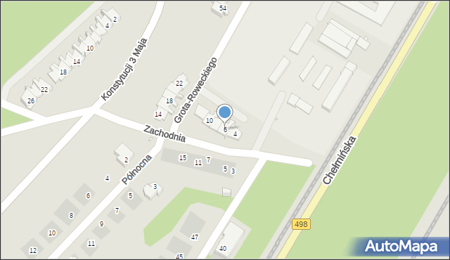 Grudziądz, Zachodnia, 6, mapa Grudziądza