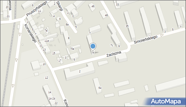 Grudziądz, Zaciszna, 7, mapa Grudziądza