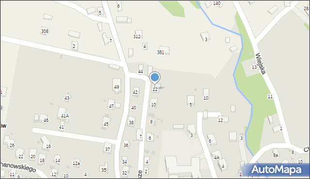 Grybów, Zacisze, 12, mapa Grybów