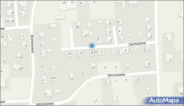 Grzybowo, Zachodnia, 11, mapa Grzybowo