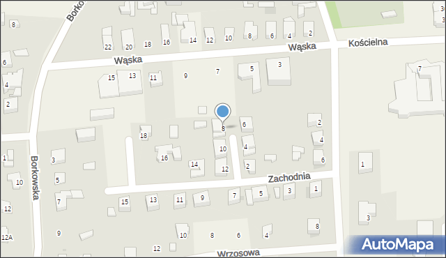 Grzybowo, Zachodnia, 8, mapa Grzybowo