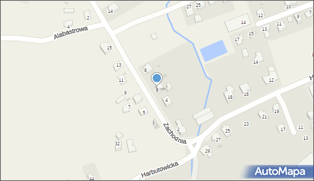 Harbutowice, Zachodnia, 6, mapa Harbutowice