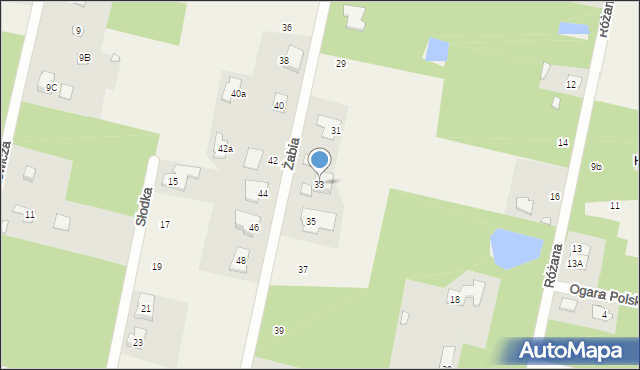 Henryków-Urocze, Żabia, 33, mapa Henryków-Urocze