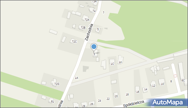 Huta-Dąbrowa, Zachodnia, 3, mapa Huta-Dąbrowa