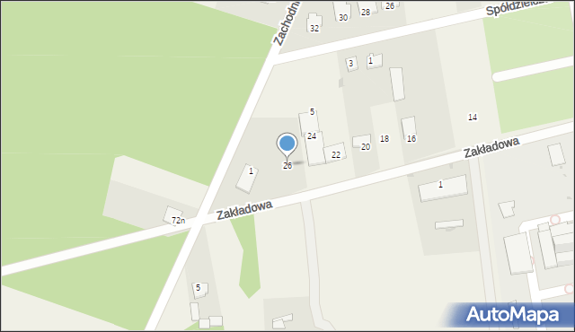 Huta-Dąbrowa, Zakładowa, 26, mapa Huta-Dąbrowa