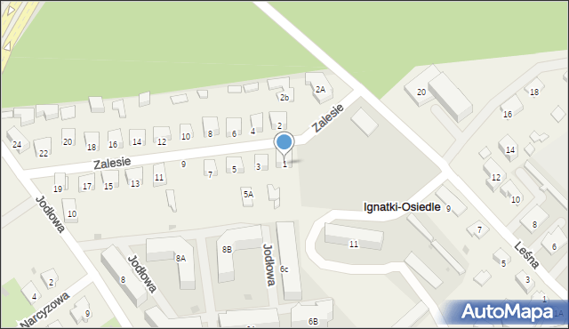 Ignatki-Osiedle, Zalesie, 1, mapa Ignatki-Osiedle