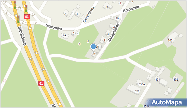 Jabłonna, Zagajnikowa, 12, mapa Jabłonna