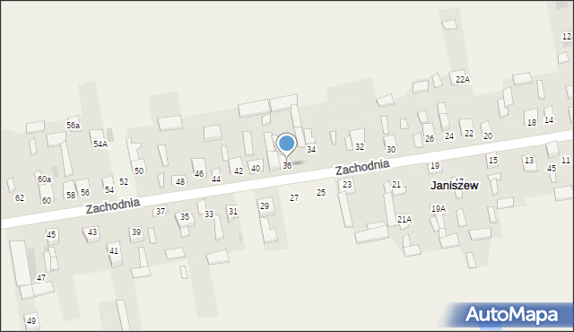 Janiszew, Zachodnia, 36, mapa Janiszew