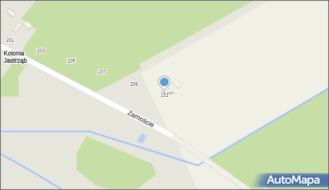 Jastrząb, Zamoście, 211, mapa Jastrząb