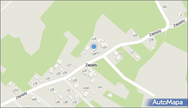 Jawornik Polski, Zapady, 116, mapa Jawornik Polski