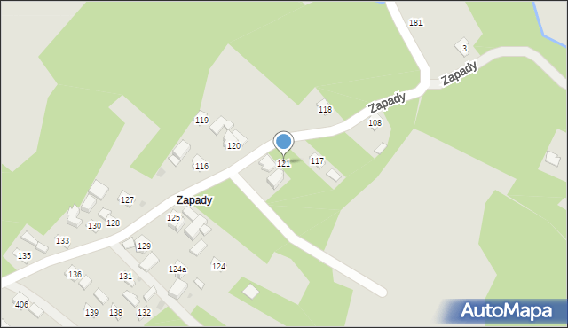 Jawornik Polski, Zapady, 121, mapa Jawornik Polski