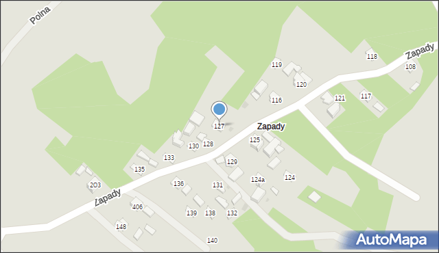 Jawornik Polski, Zapady, 127, mapa Jawornik Polski